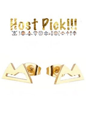 “Mountainscape” Mountain Icecap Peak Hike Climb Mini Tiny Yellow Gold Steel Stud